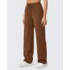 imageG4Free Fleece Lined Sweaterpants Women Elastic Drawstring Wide Leg Winter Trousers with Pockets for Casual WorkDark Coffee
