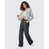 imageG4Free Fleece Lined Sweaterpants Women Elastic Drawstring Wide Leg Winter Trousers with Pockets for Casual WorkDark Gray