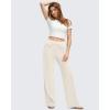 imageG4Free GOTO Womens Wide Leg Pants High Waisted Yoga Pants Casual Palazzo Trousers with PocketsIvory