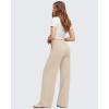 imageG4Free GOTO Womens Wide Leg Pants High Waisted Yoga Pants Casual Palazzo Trousers with PocketsLight Khaki