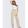 imageG4Free GOTO Womens Wide Leg Pants High Waisted Yoga Pants Casual Palazzo Trousers with PocketsLight Khaki