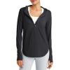 imageG4Free Lightbreeze Womens UPF 50 Sun Shirts with Hoodie Long Sleeve Workout Tops Half Zip Rash Guard Hiking FishingBlack
