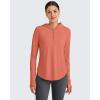 imageG4Free Lightbreeze Womens UPF 50 Sun Shirts with Hoodie Long Sleeve Workout Tops Half Zip Rash Guard Hiking FishingBurnt Orange