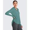 imageG4Free Lightbreeze Womens UPF 50 Sun Shirts with Hoodie Long Sleeve Workout Tops Half Zip Rash Guard Hiking FishingMyrtle Green