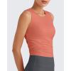 imageG4Free Lightbreeze Workout Tank Tops for Women Side Ruched Sleeveless High Neck Crop Top Summer Athletic Gym ShirtsBurnt Orange
