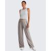 imageG4Free Lightbreeze Workout Tank Tops for Women Side Ruched Sleeveless High Neck Crop Top Summer Athletic Gym ShirtsGray