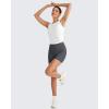 imageG4Free Lightbreeze Workout Tank Tops for Women Side Ruched Sleeveless High Neck Crop Top Summer Athletic Gym ShirtsWhite