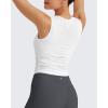 imageG4Free Lightbreeze Workout Tank Tops for Women Side Ruched Sleeveless High Neck Crop Top Summer Athletic Gym ShirtsWhite
