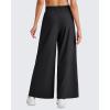 imageG4Free Lightweight Flowy Wide Leg Ankle Pants Women Side Slit High Waisted Baggy Trouser Casual Lounge SummerBlack