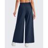imageG4Free Lightweight Flowy Wide Leg Ankle Pants Women Side Slit High Waisted Baggy Trouser Casual Lounge SummerDark Navy