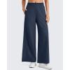 imageG4Free Lightweight Flowy Wide Leg Ankle Pants Women Side Slit High Waisted Baggy Trouser Casual Lounge SummerDark Navy