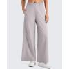 imageG4Free Lightweight Flowy Wide Leg Ankle Pants Women Side Slit High Waisted Baggy Trouser Casual Lounge SummerLight Gray