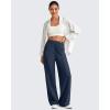 imageG4Free Lightweight Flowy Wide Leg Pants Woman Elastic Waist Front Seam Loose Casual Summer TrousersDark Blue