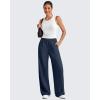 imageG4Free Lightweight Flowy Wide Leg Pants Woman Elastic Waist Front Seam Loose Casual Summer TrousersDark Blue