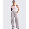 imageG4Free Lightweight Flowy Wide Leg Pants Woman Elastic Waist Front Seam Loose Casual Summer TrousersGrey