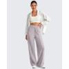 imageG4Free Lightweight Flowy Wide Leg Pants Woman Elastic Waist Front Seam Loose Casual Summer TrousersGrey