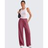 imageG4Free Lightweight Flowy Wide Leg Pants Woman Elastic Waist Front Seam Loose Casual Summer TrousersWine