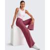 imageG4Free Lightweight Flowy Wide Leg Pants Woman Elastic Waist Front Seam Loose Casual Summer TrousersWine