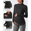 imageG4Free Lightweight Maternity Long Sleeve Workout Tops UPF 50 Rash Guard Half Zip Sun Shirts Ruches Pregnancy PulloverBlack