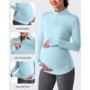 imageG4Free Lightweight Maternity Long Sleeve Workout Tops UPF 50 Rash Guard Half Zip Sun Shirts Ruches Pregnancy PulloverLight Blue