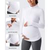 imageG4Free Lightweight Maternity Long Sleeve Workout Tops UPF 50 Rash Guard Half Zip Sun Shirts Ruches Pregnancy PulloverWhite