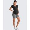 imageG4Free Lightweight Maternity Shirts Short Sleeve V Neck Pregnancy Workout Tops Side Ruched Stretchy Yoga Lounge TeesBlack