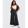 imageG4Free Lightweight Wide Leg Ankle Pants for Women High Waisted Yoga Trouser with Pockets Loose Cropped Travel PantBlack