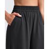 imageG4Free Lightweight Wide Leg Ankle Pants for Women High Waisted Yoga Trouser with Pockets Loose Cropped Travel PantBlack