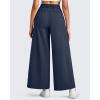 imageG4Free Lightweight Wide Leg Ankle Pants for Women High Waisted Yoga Trouser with Pockets Loose Cropped Travel PantDark Navy