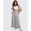 imageG4Free Lightweight Wide Leg Ankle Pants for Women High Waisted Yoga Trouser with Pockets Loose Cropped Travel PantGrey