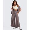 imageG4Free Lightweight Wide Leg Ankle Pants for Women High Waisted Yoga Trouser with Pockets Loose Cropped Travel PantTaupe