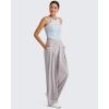imageG4Free Lightweight Wide Leg Pants Women Trendy Flowy High Waisted Front Pleat Travel Pant Casual Lounge TrousersChrim Gray