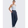 imageG4Free Lightweight Wide Leg Pants Women Trendy Flowy High Waisted Front Pleat Travel Pant Casual Lounge TrousersDark Blue