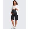 imageG4Free Maternity Athletic Shorts with Pockets Over The Belly Stretchy Workout Pants Pregnancy Wide Leg Bermuda CasualBlack