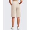 imageG4Free Maternity Athletic Shorts with Pockets Over The Belly Stretchy Workout Pants Pregnancy Wide Leg Bermuda CasualLight Khaki