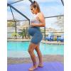imageG4Free Maternity Biker Shorts with Pockets Over The Belly Legging 5quot Pregnancy Yoga Pants Athletic WorkoutBlue Gray