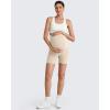 imageG4Free Maternity Biker Shorts with Pockets Over The Belly Legging 5quot Pregnancy Yoga Pants Athletic WorkoutLight Khaki