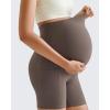 imageG4Free Maternity Biker Shorts with Pockets Over The Belly Legging 5quot Pregnancy Yoga Pants Athletic WorkoutTaupe