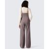 imageG4Free Maternity Jumpsuits Adjustable Strap Overalls Pregnancy Wide Leg Rompers with PocketsTaupe