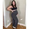 imageG4Free Maternity Pants Over The Belly Yoga Dress Work Pregnancy Pants Stretchy Lounge Wide Leg Trousers with PocketsDark Gray