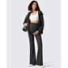 imageG4Free Ribbed Maternity Flare Yoga Pants with Pockets Over The Belly Pregnancy Bell Bottom LeggingsBlack