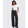 imageG4Free ShiftReady Women Wide Leg Dress Yoga Pant with Pockets Front Pleated Loose Lounge Slack Dressy Casual Travel TrousersBlack