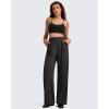 imageG4Free ShiftReady Women Wide Leg Dress Yoga Pant with Pockets Front Pleated Loose Lounge Slack Dressy Casual Travel TrousersBlack