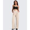imageG4Free ShiftReady Women Wide Leg Dress Yoga Pant with Pockets Front Pleated Loose Lounge Slack Dressy Casual Travel TrousersLight Khaki