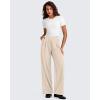 imageG4Free ShiftReady Women Wide Leg Dress Yoga Pant with Pockets Front Pleated Loose Lounge Slack Dressy Casual Travel TrousersLight Khaki