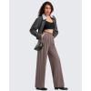 imageG4Free ShiftReady Women Wide Leg Dress Yoga Pant with Pockets Front Pleated Loose Lounge Slack Dressy Casual Travel TrousersTaupe