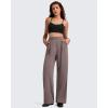 imageG4Free ShiftReady Women Wide Leg Dress Yoga Pant with Pockets Front Pleated Loose Lounge Slack Dressy Casual Travel TrousersTaupe