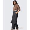imageG4Free ShiftReady Womens Wide Leg Dress Yoga Pants with Pockets Two Front Pleated Casual Slack High Waist Work TrousersBlack