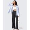 imageG4Free ShiftReady Womens Wide Leg Dress Yoga Pants with Pockets Two Front Pleated Casual Slack High Waist Work TrousersBlack