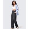 imageG4Free ShiftReady Womens Wide Leg Dress Yoga Pants with Pockets Two Front Pleated Casual Slack High Waist Work TrousersBlack